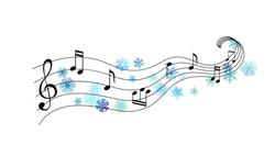 musical notes and snowflakes