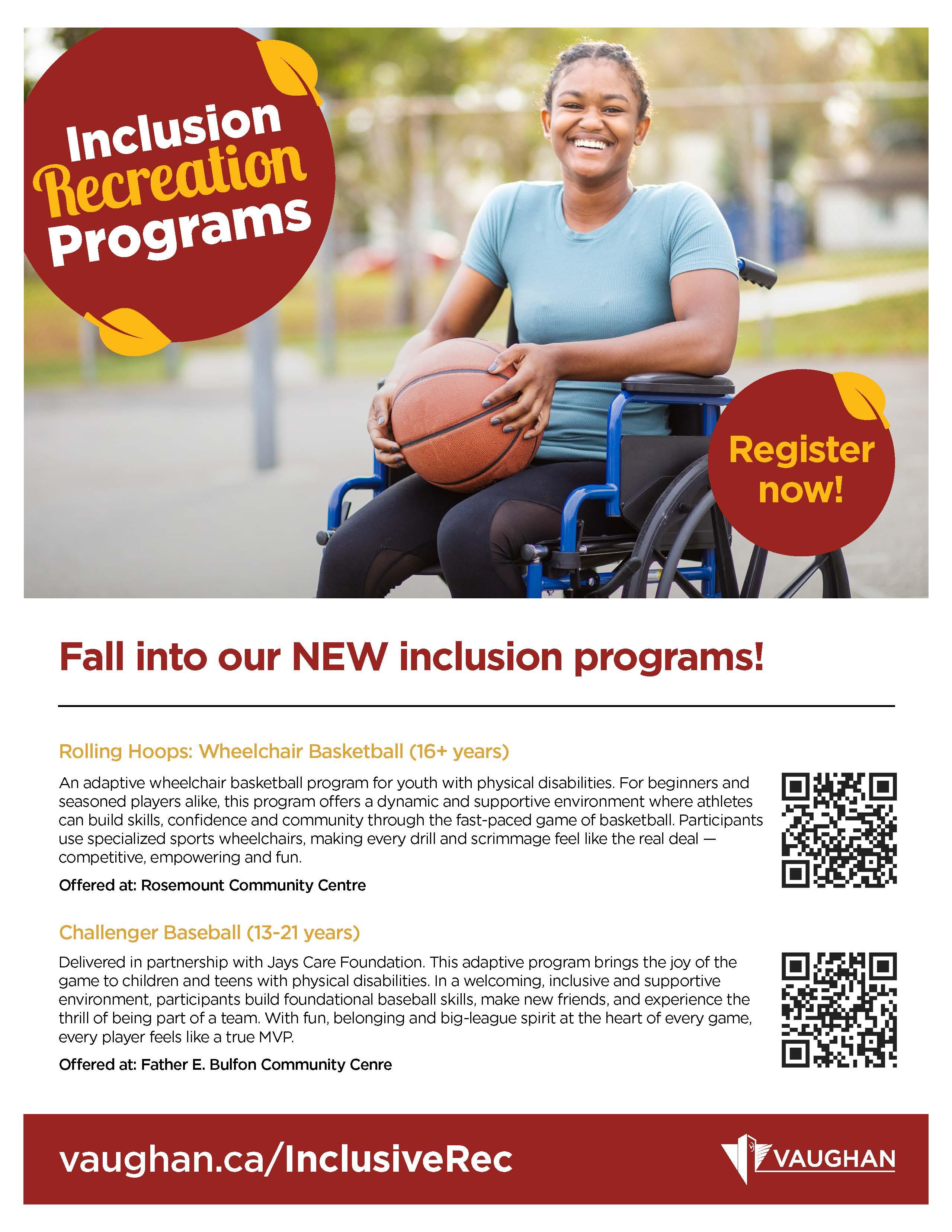 Vaughan Parks and Recreation Fall Inclusion Recreation Programs