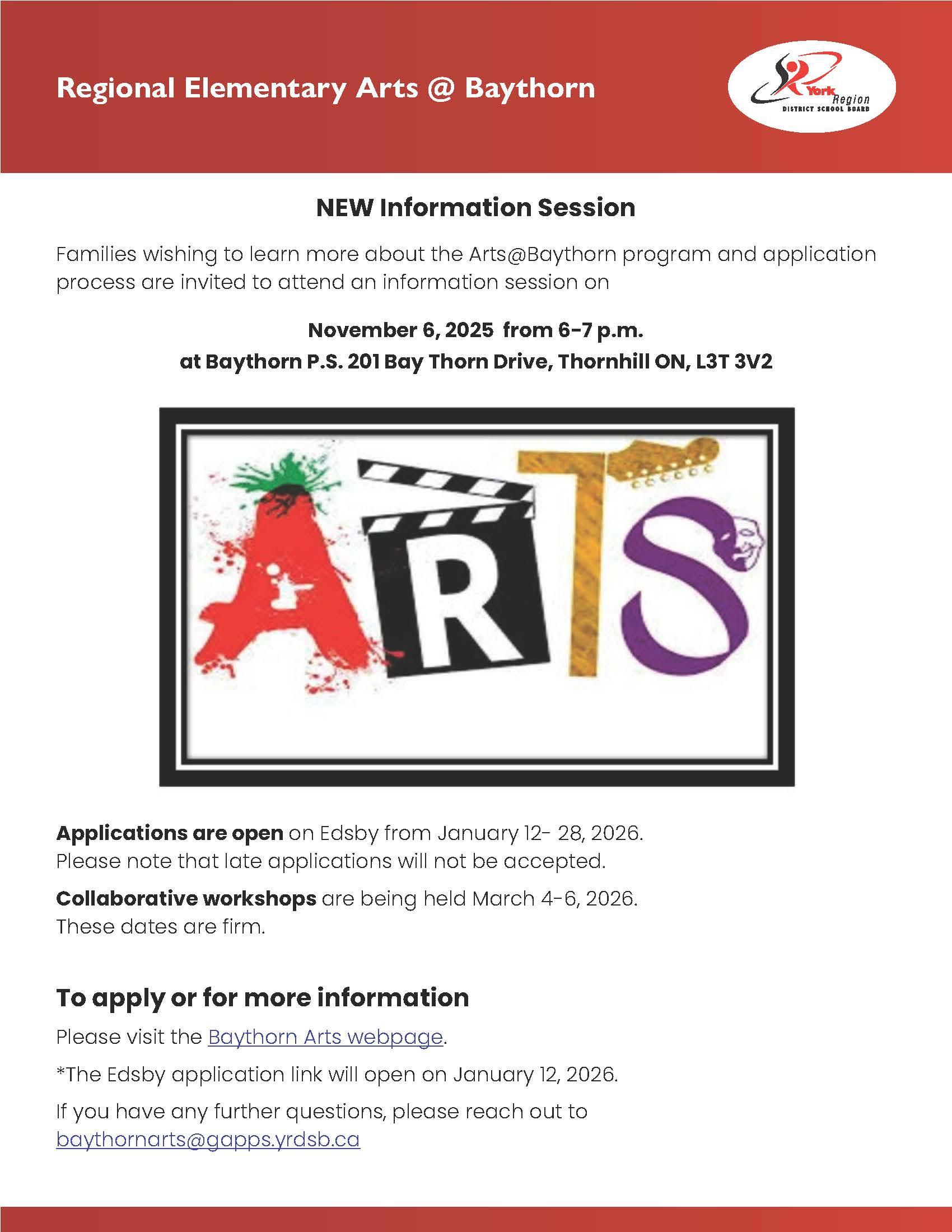 Arts at Baythorn 2025 - 2026